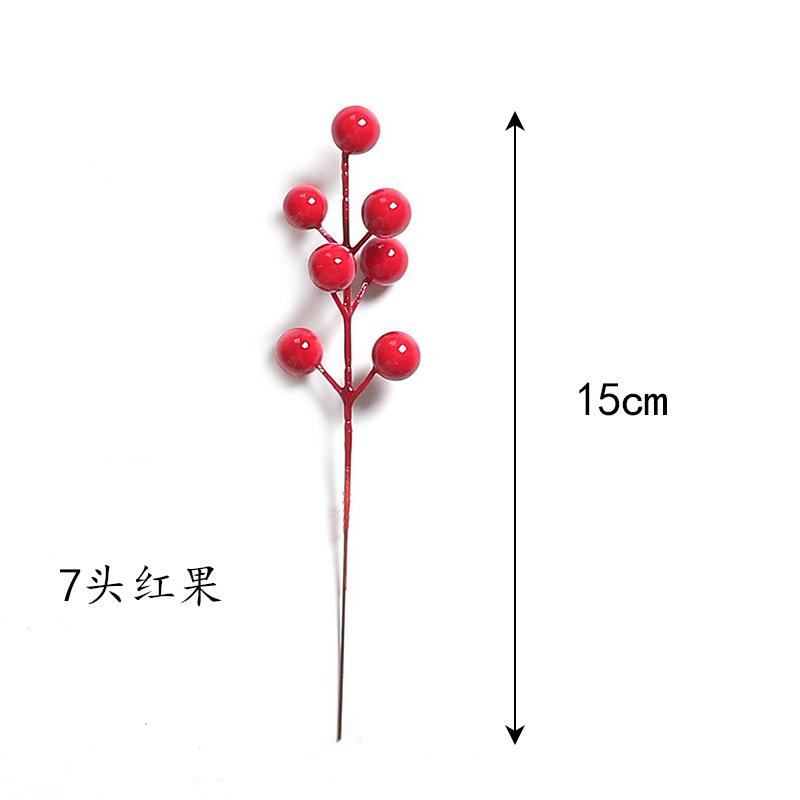 Simulation Fake Flower Three-Pronged Simulation Red Berry String, Christmas Holly Fruit Rich Fruit Diy Accessories