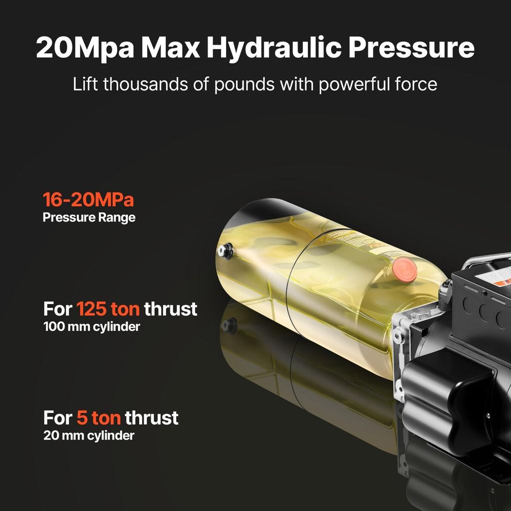 Hydraulic Pump Power Unit, AC 220V, 10 Quart Single Acting Hydraulic Unit, 6.3 L/min Oil Flow, Max Discharge Pressure 22 MPa for Dump Truck, Auto