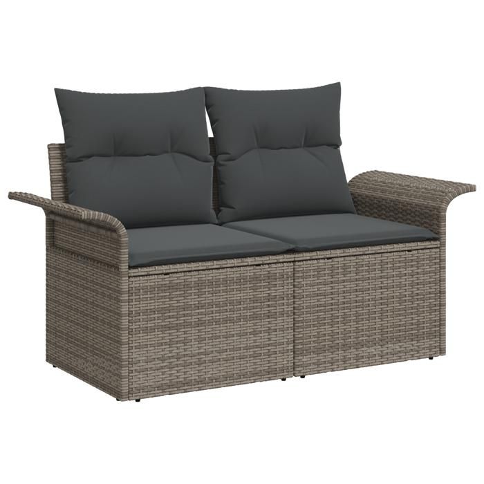VidaXL Ensemble de canapé de jardin 9 pièces avec coussins gris en rotin synthétique et acacia 3347342