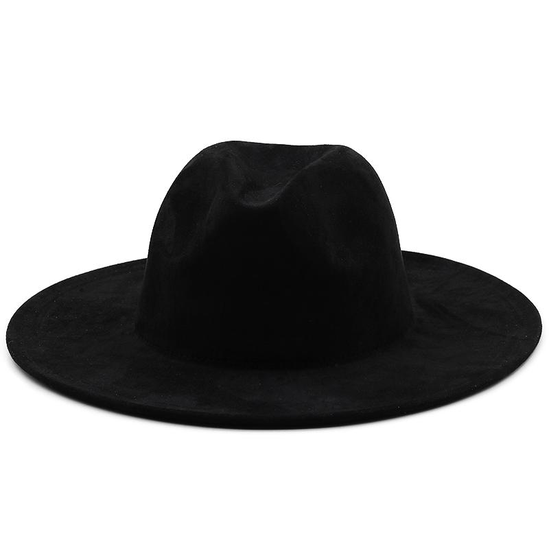 Simple Fedora Hat Men Women Suede Imitation Winter Felt Hats Fashion Khaki Top Jazz Hat Fedoras Chapeau Sombrero Mujer