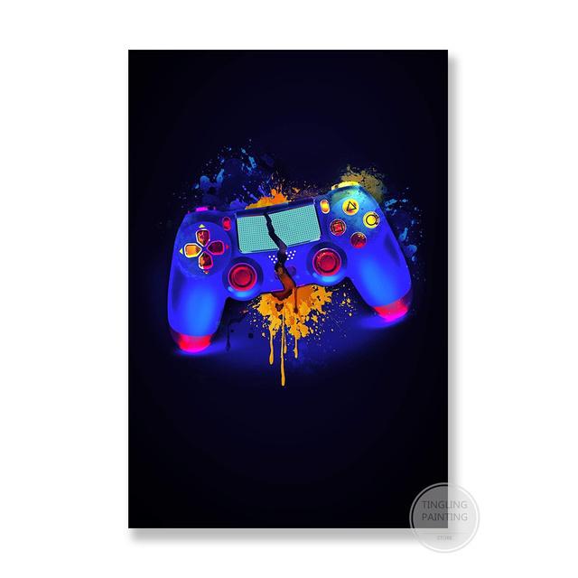 Rám z masivního dřeva Herní rukojeť Plátno Barevná stěna Umělecké obrazy Gamepad Obrazy plakátů Obývací pokoj Herna Domácí dekorace Dárky pro hru
