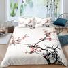 Plum Blosom Floral Soft Duvet Cover Quen King-Sized Dimensionsd Dimensions Ancient Style Red Maple Leaf Natural Scenery Beding Set Rom Decoration 3