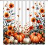 Thanksgiving Pumpkin Shower Curtain Orange Flower Butterfly Fall Pumpkin Watercolor Leaves Rustic Nature Autumn Fabric Bathroom