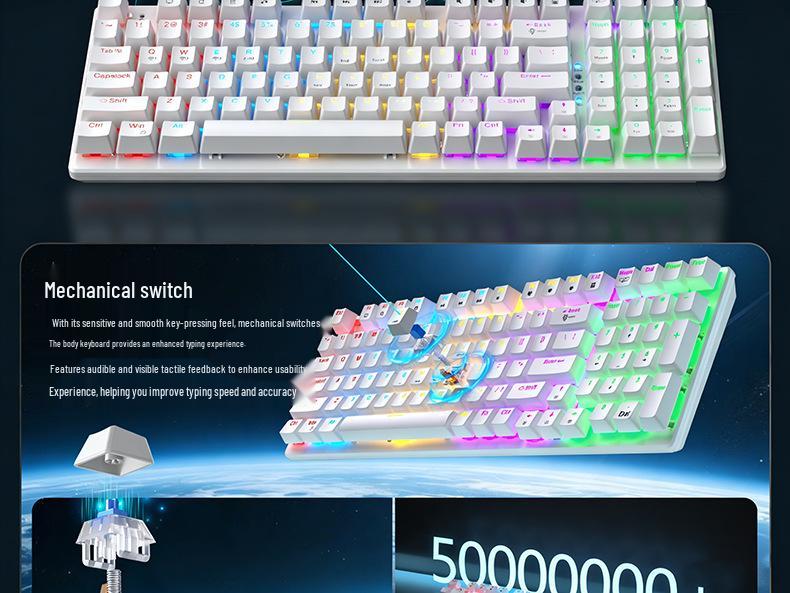 Dynamic Wired Mechanical Keyboard & Silent Gaming Mouse Set - Three-Mode Office & Game Use