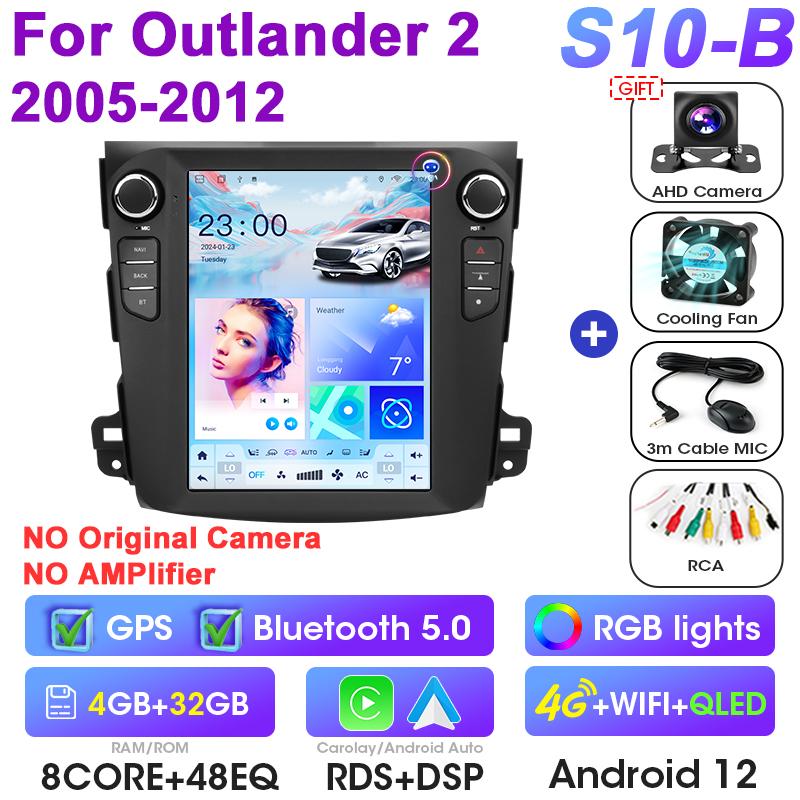 2 Din Android 12 Car Radio For Mitsubishi Outlander Xl 2 2005-2012 For Citroen C-Crosser 2007-2013 Multimedia Video Player GPS