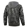 Camouflage Leather Jacket Men's Slim Zipper PU Jacket Men's Leather Jacket Hooded Leather Jacket Men