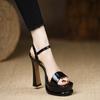 New Summer High-heeled Patent Leather Sandals for Women In 2025, Fashionable and Versatile European and American Women's Sandals