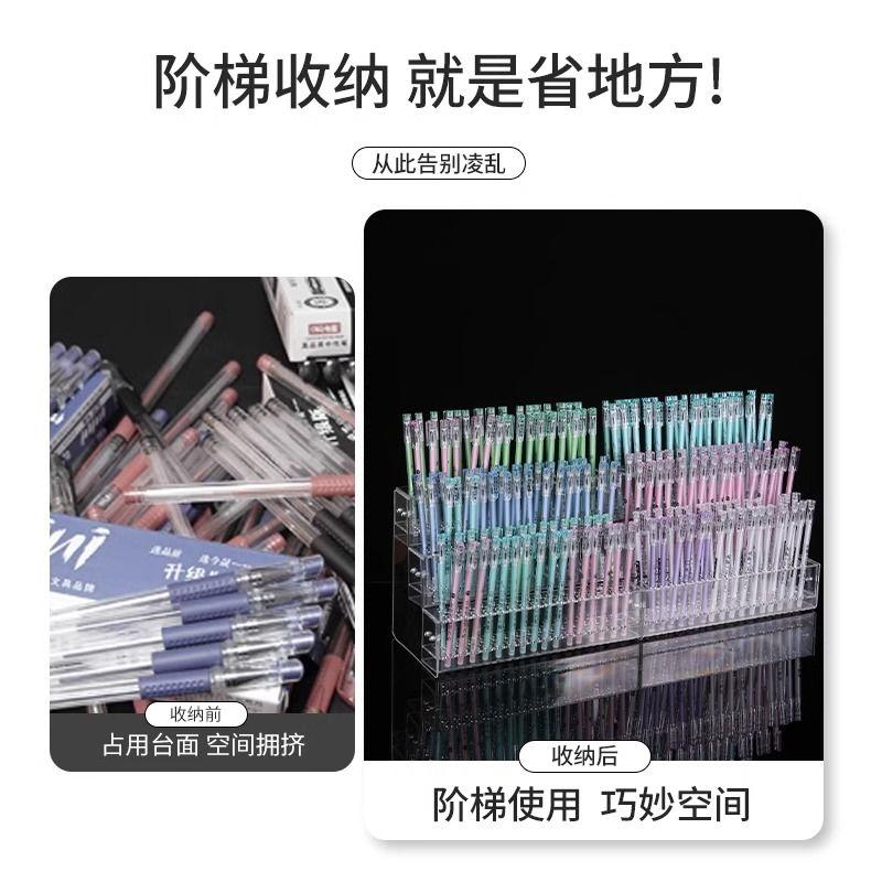 Makeup Paint Brush Organizer Rack Pen Display Stand,Multi-Level Plastic Organization Rack Pencil Holder,Clear Pen Display Holder