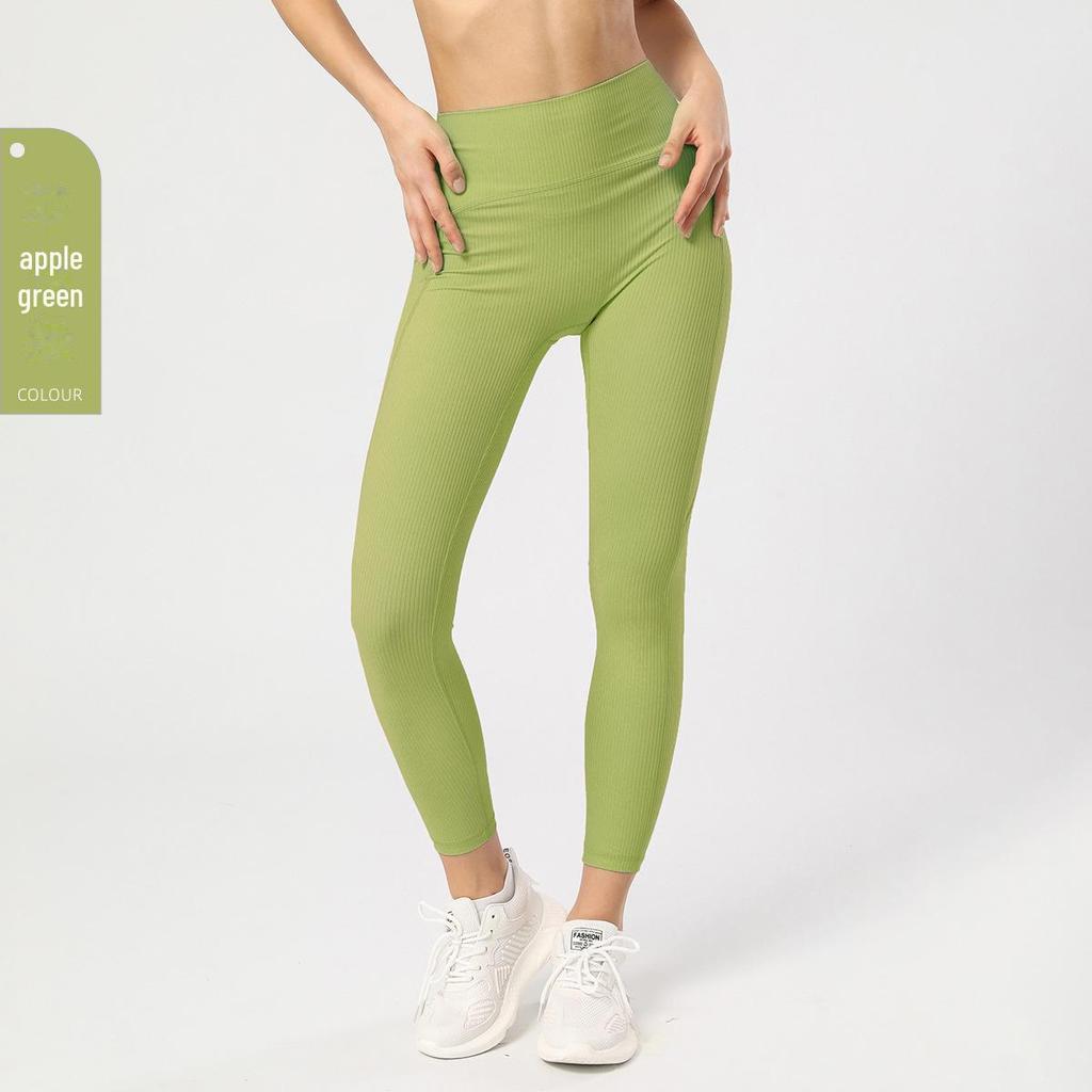 Women's Ribbed High-Waist Yoga Pants - Sculpting Peach Fit