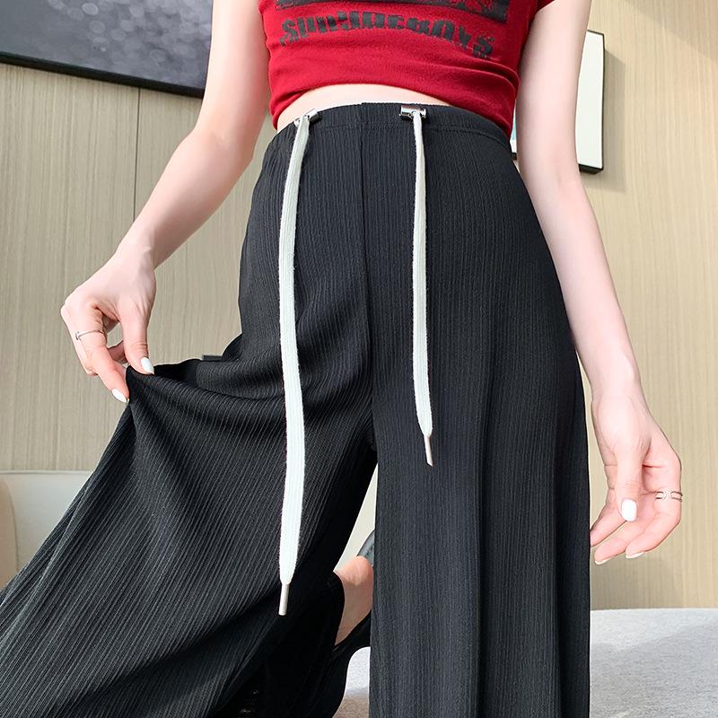 

Maternity Wide-Leg Lace-Up Pants for Spring/Summer – Comfortable, Thin, Full Pregnancy Stage L чёрный