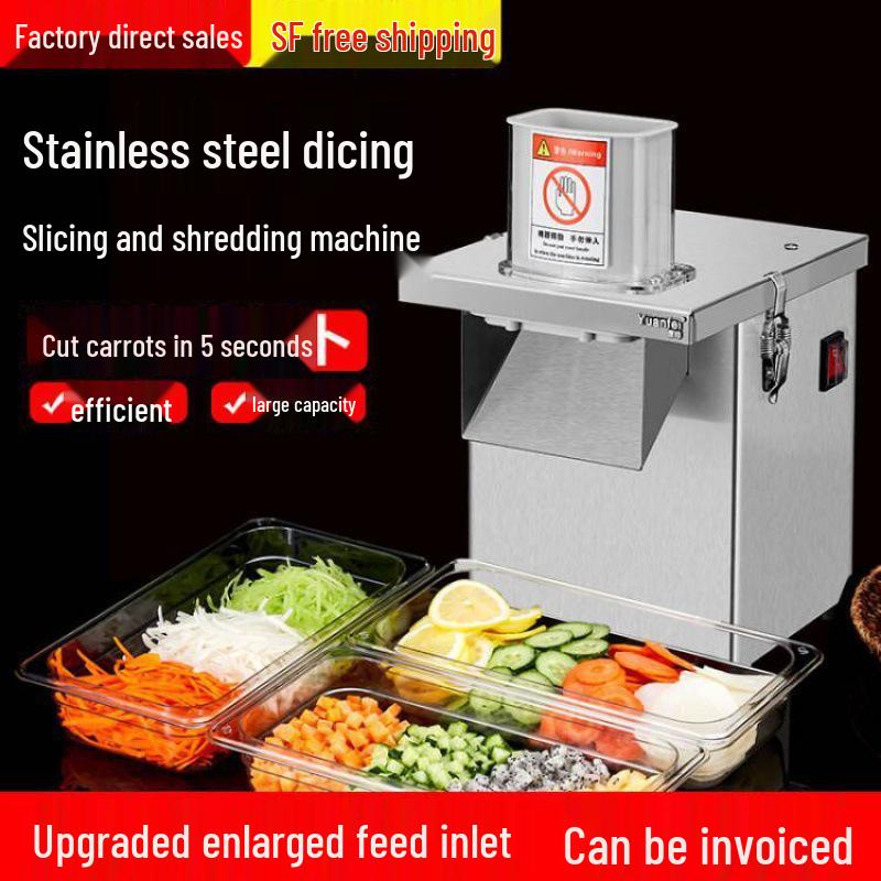 Multifunctional Stainless Steel Vegetable Dicer: Commercial-Grade Dicing, Shredding, and Slicing Machine for Large-Scale Canteen Use