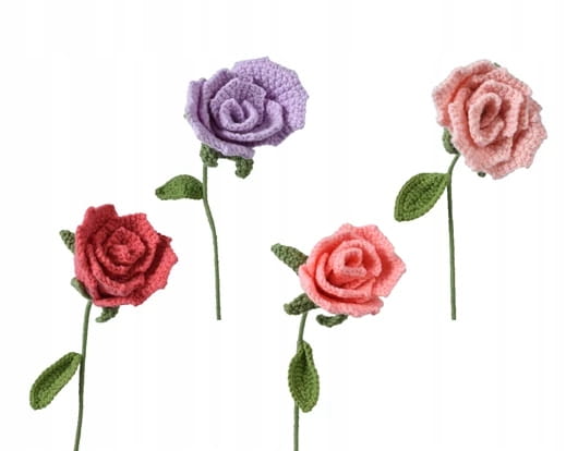 Knitted Flower Cute Rose Decoration Made of Fabric