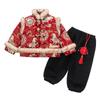 Girls' Winter 2025 New Year's Outfit with Fur Trim - Festive Baby Girl Clothing Set
