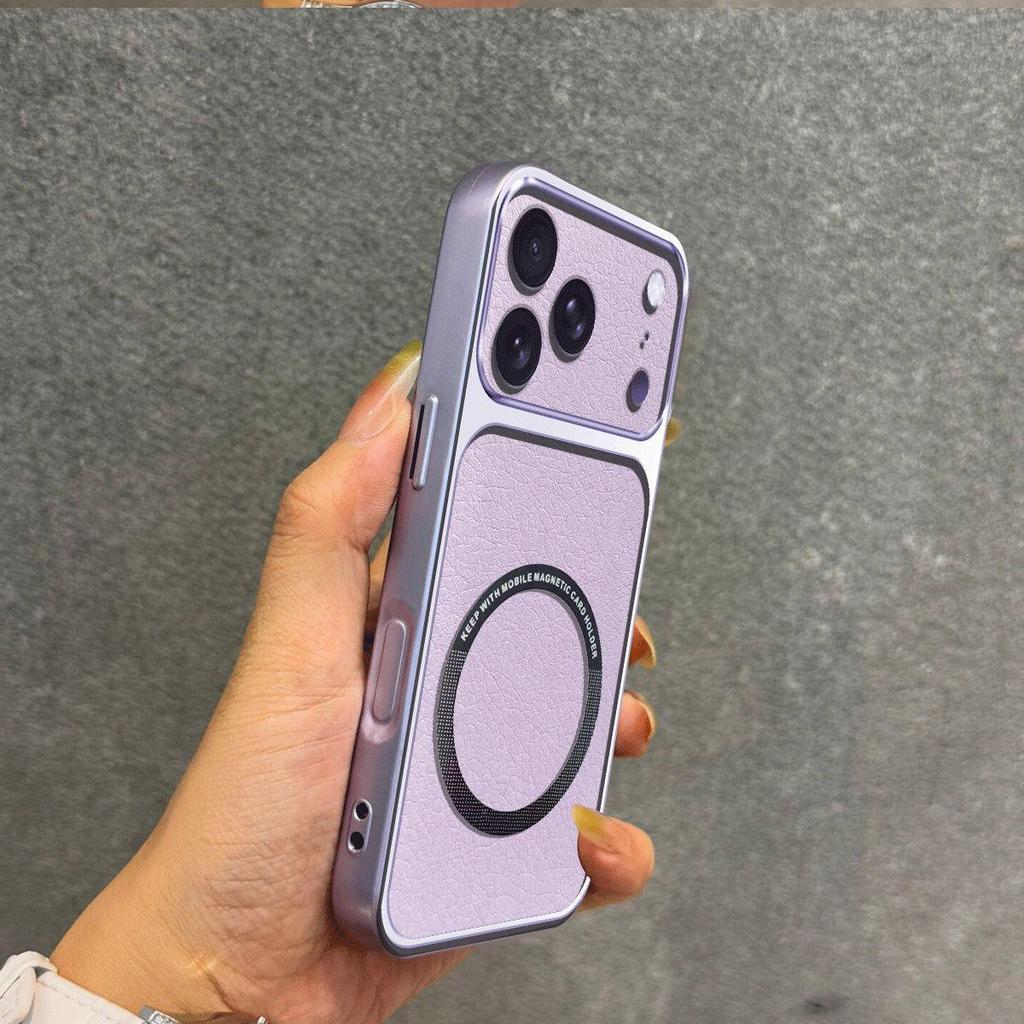 Upgraded Big Lens Protection Case for iPhone 17 ProMax Luxury Leather Casing with Magnetic Ring