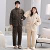 Paar Schlafanzüge Winter Damen Korallenfleece Herren Winterfleece Verdickt Dreilagig Gepolsterte Jacke Rollkragen Loungewear Set