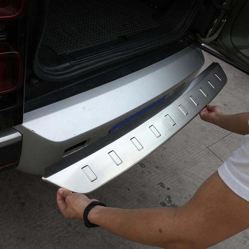 For Land Rover Defender 90 110 2020-2026 Stainless Steel Black/Silver Car Rear Bumper Plate Cover Trim Stickers Car Accessories