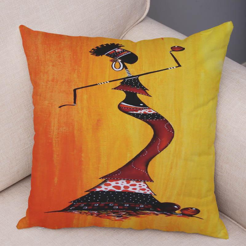 Abstract Painting African Living Pillowcase Woman Home Decor Gallery Exotic Cushion Cover