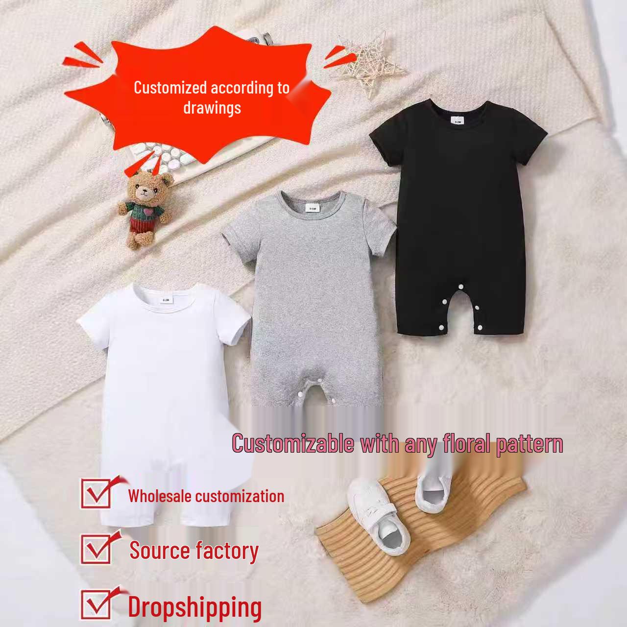 

Summer Baby & Toddler Jumpsuit: Three Colors, Best-Selling Short Sleeve Romper for Boys 6-9 months серебряный серый