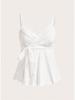 2026 V-Neck Waist-Cinching Ruffled Camisole for Women - European/American Style, Slimming Sleeveless Top