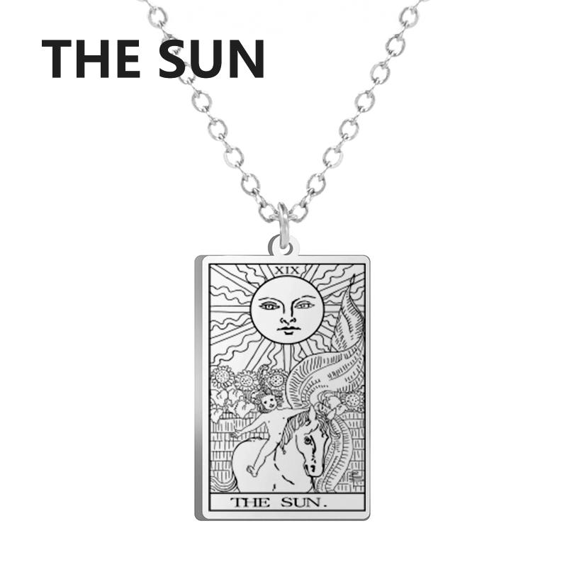 LIKGREAT Tarot Card Necklace Major Arcana Tarots Stainless Steel Necklaces Divination Jewelry Birthday Gift for Women Men