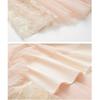 Gebacades Elastic Lace Pleated Tulle Maxi Beige Women's High-Waisted Tie-Down Skirt,