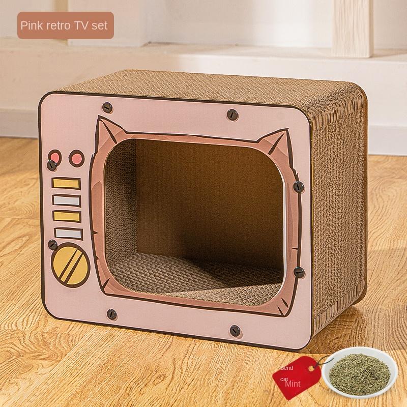 Creative Cat Scratching Board TV Cat Box Scratch Resistant Wear Resistant Three-dimensional Pet Toy Carton No Scraps Pet Habitat