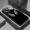 Luxury White Wing Pattern Glass Material Phone Case For iPhone 11 12 13 14 15 16 17 Pro Max 16E 17Air 7 8 15 Plus XR XS X Cover