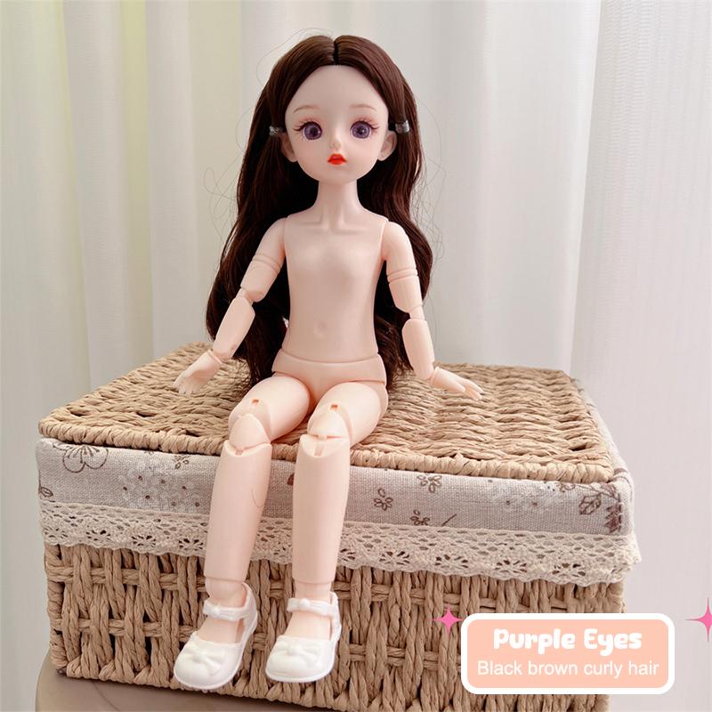 Bjd Doll Nude Haploid Multiple Removable Joints 30Cm 1/6 3D Grey Green Purple Blue Attractive Eyes Doll Girls Birthday Gift Toy