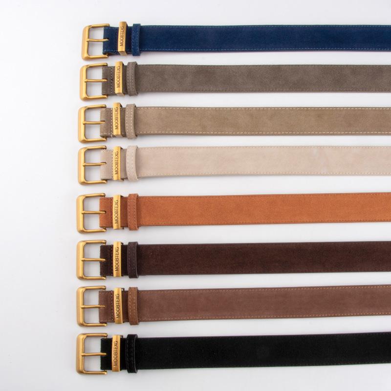 European and American Trendy Belts for Women Genuine Leather Matte Back Velvet Retro Paired with Jeans Commuting Decorative Belts for Women