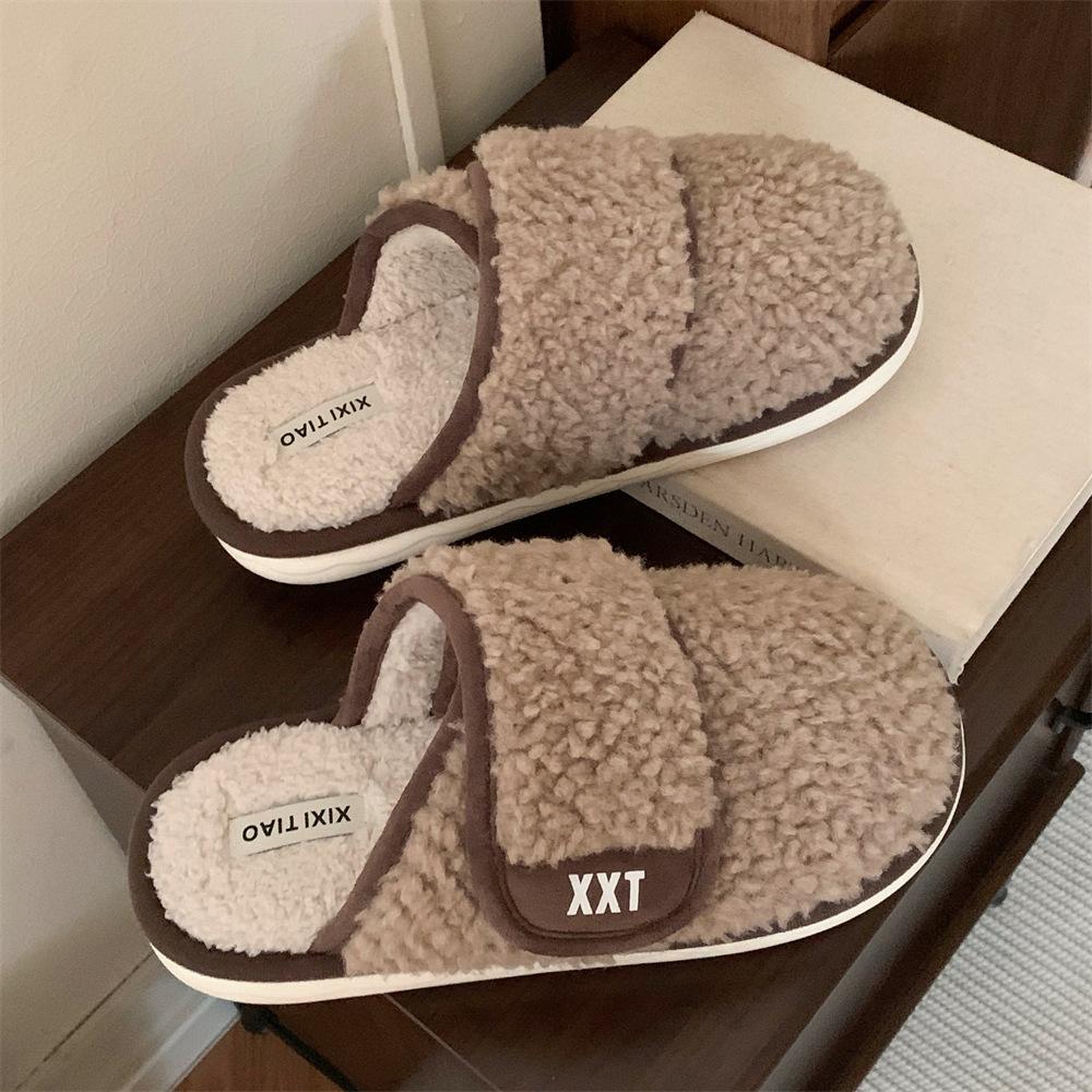 Women Vintage Cotton Slippers Autumn Winter Indoor Warm Non Slip Home Shoes Lightweight Comfortable Thicken Plush Shoes