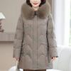 Real Fur Collar Middle-aged Women's Winter Down Coats Hooded Plus Size XL-6XL Embroidery White Duck Down Jackets for Women Thick Warm Parkas
