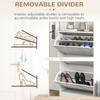 2 Drawers Entryway Shoe Cabinet, Narrow Shoe Storage Cabinet with 2 Flip Drawers, Louvred Door Design and Adjustable Shelves for 16 Pairs of Shoes