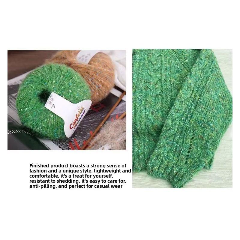 1Roll Yarn Weaving Colored-dot DIY Mohair Yarn Multi-purpose Scarf Yarn Cloth Yarn Bold Line