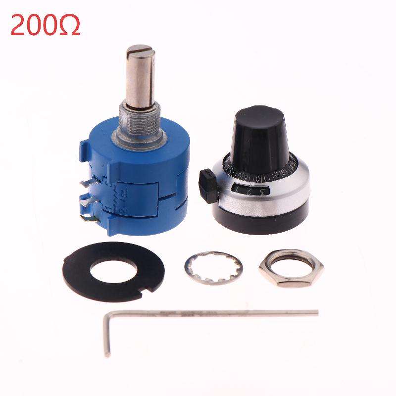 1Set 3590S Precision Multiturn Potentiometer Kit - 10 Ring Adjustable Resistor + Rotary Knob & Counting Dial