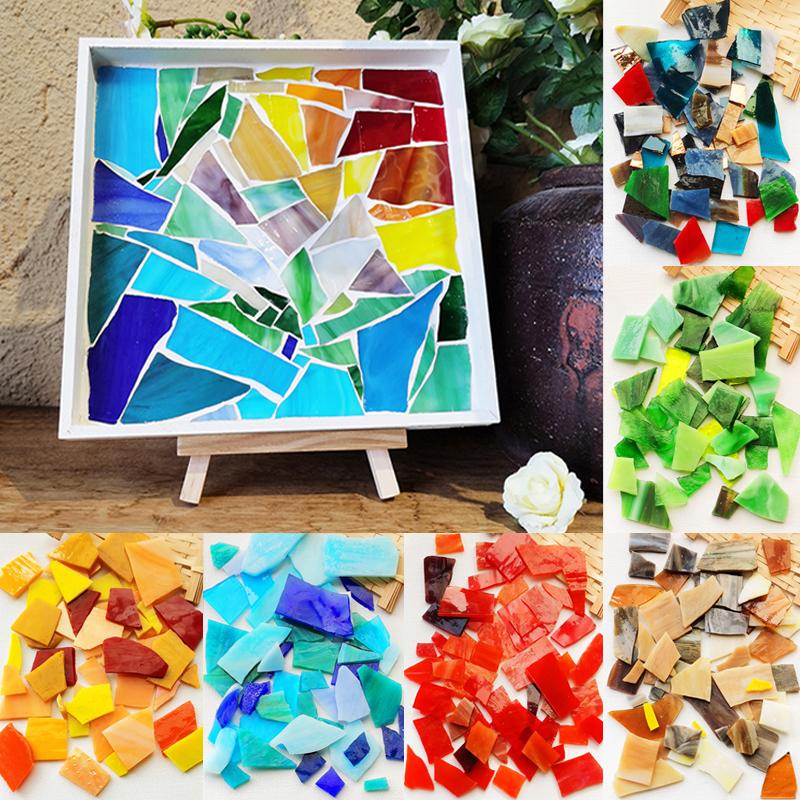 100g Clear Glass Mosaic Tiles Arts Multi Color Home Wall Decoration Mosaic Piece DIY Mosaic Making Stones for Craft Hobby