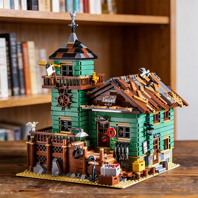 2000+PCS Micro Particle Building Block Fisherman s Hut Building Block Set Ocean Theme Fishing House Children s Toy Holiday Gift