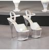 Women Clear Platform Sandals Black 18CM Transparent Sole Platform High Heel Sandals OpenToe Ladies Dance Shoes LFD-10368-20