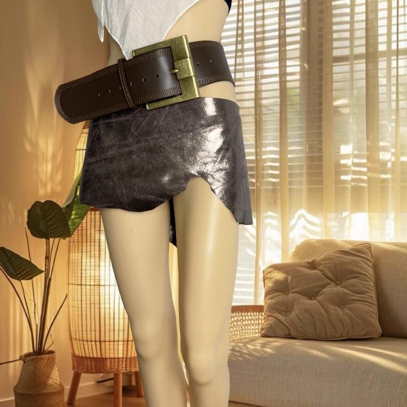 Extra-wide Belt, Retro Leather Clothing, Nightclub Lady Punk Style Belt, Riveted Decorative Belt