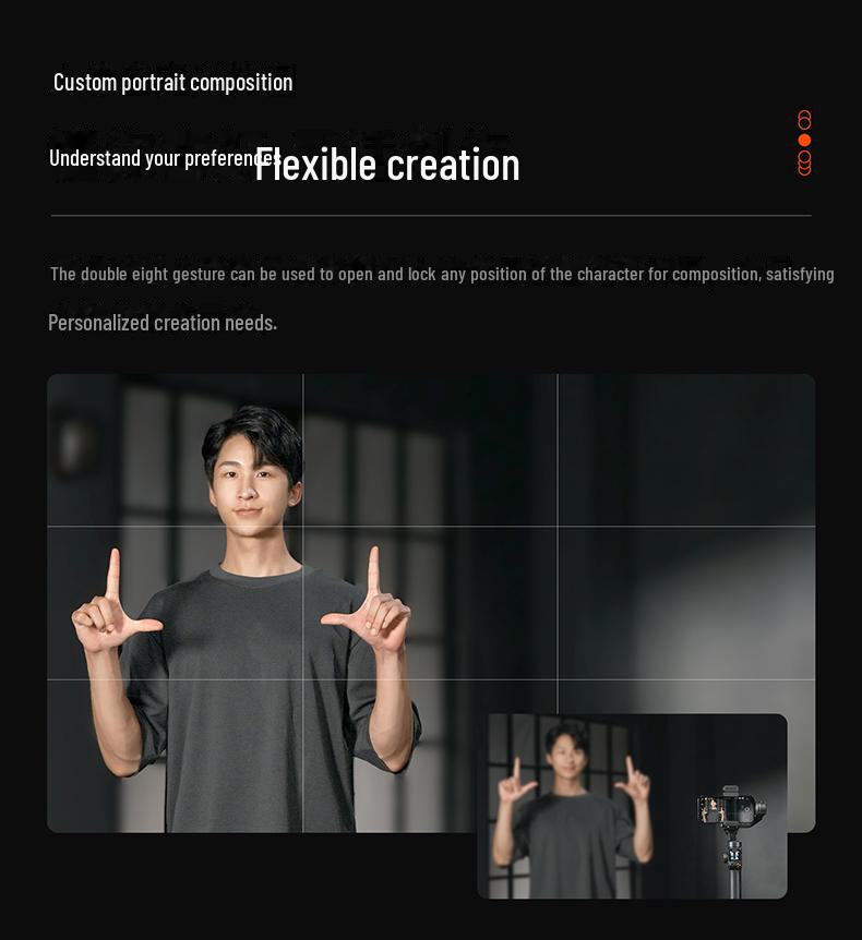Cardan mobile Haohan M7: Suivi IA, stabilisation 3 axes, rotation 360°, perche à selfie portable
