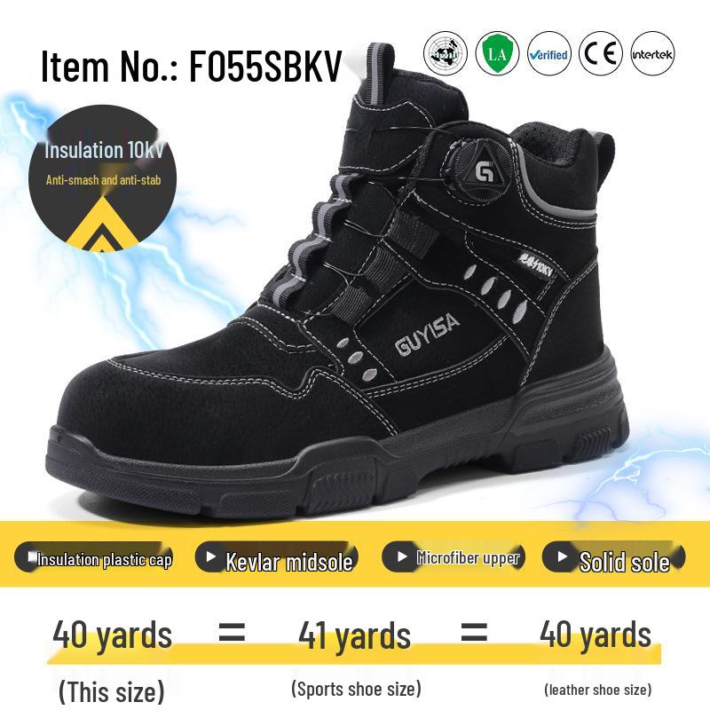 Men's Steel Toe Anti-Puncture Safety Shoes with Smart Button Closure