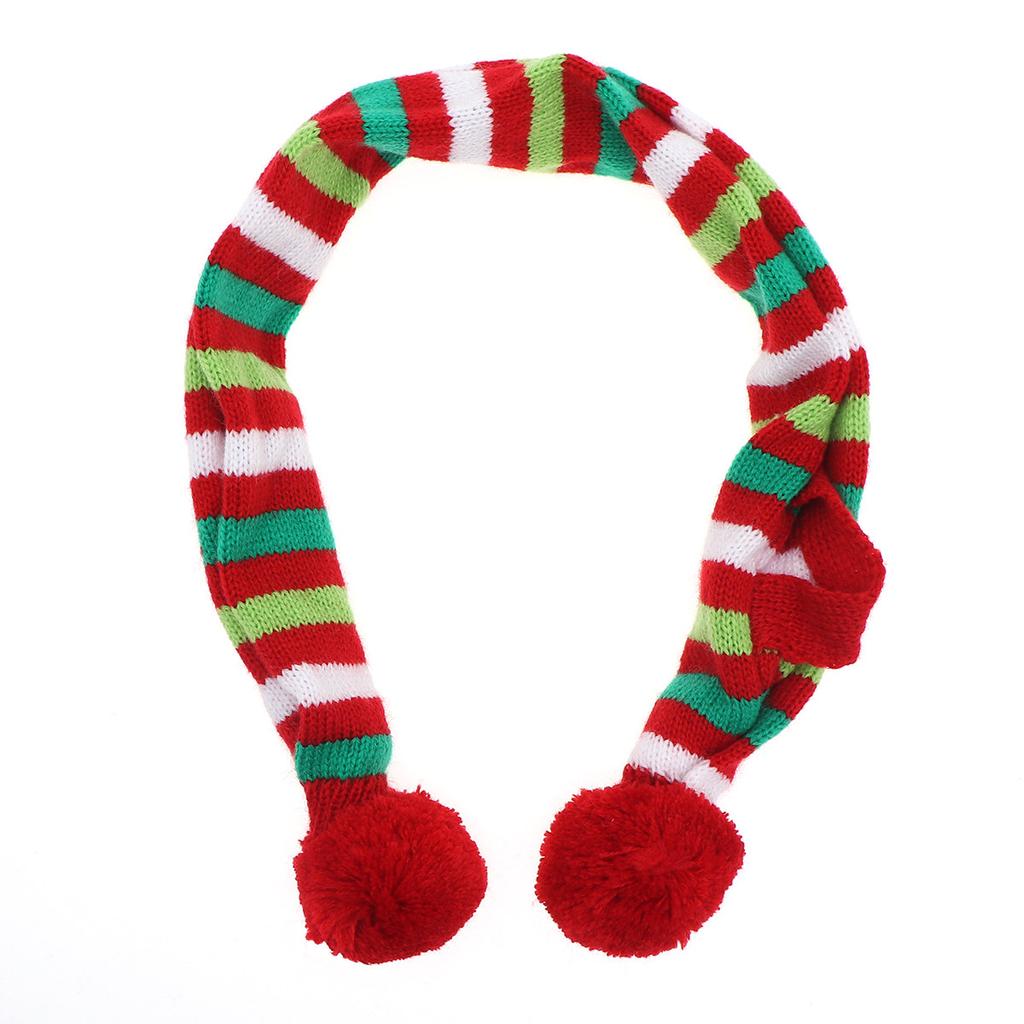Pet Christmas Scarf Stripe Pattern Puppy Cat Scarf Easy Wear Hard to Drop for Dogs Pets Christmas Party Photo Taking
