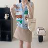 Women's Embroidered Knitted Cardigan Vest Women's Spring and Autumn Clothing New Loose Outer Vest