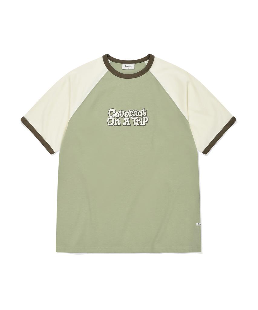 COVERNAT On A Trip Graphic Ringer T-Shirt Sage Green