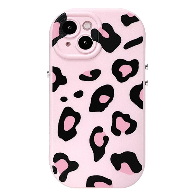 Leopard Print Suitable for Apple 15 Phone Case, IPhone 14 Promax All Inclusive, 13 Electroplated Button Phone Case, Apple 16