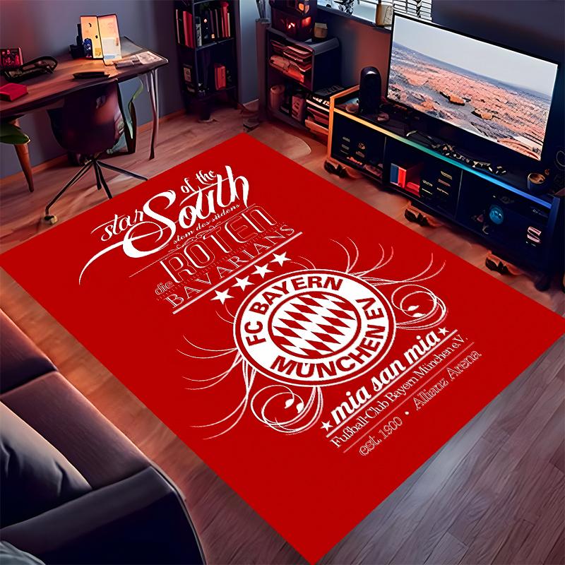 1pc FC Bayern München logo Print Area Rug - Soft,Washable Non-Slip Indoor Mat for Office Chairs,Living Room,Home Office Decorative Rug
