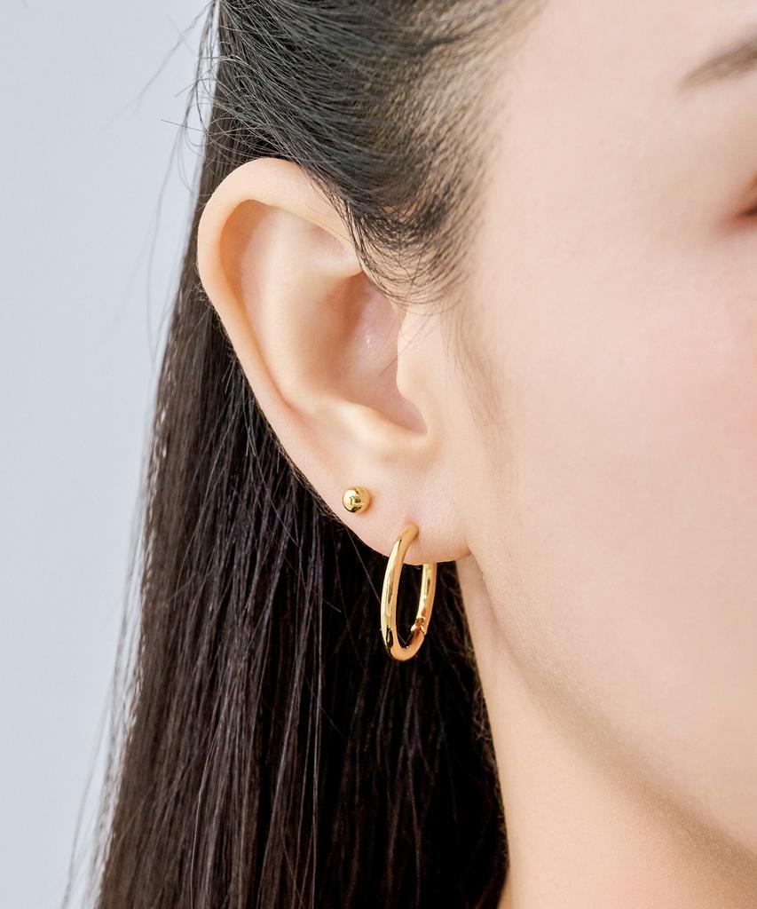 Goldndear 14Kgf Simple Basic One-Touch Hoop Earrings