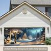 A backdrop a backdrop with illuminated streetlights in the snow for the garage scene 100% polyester banner