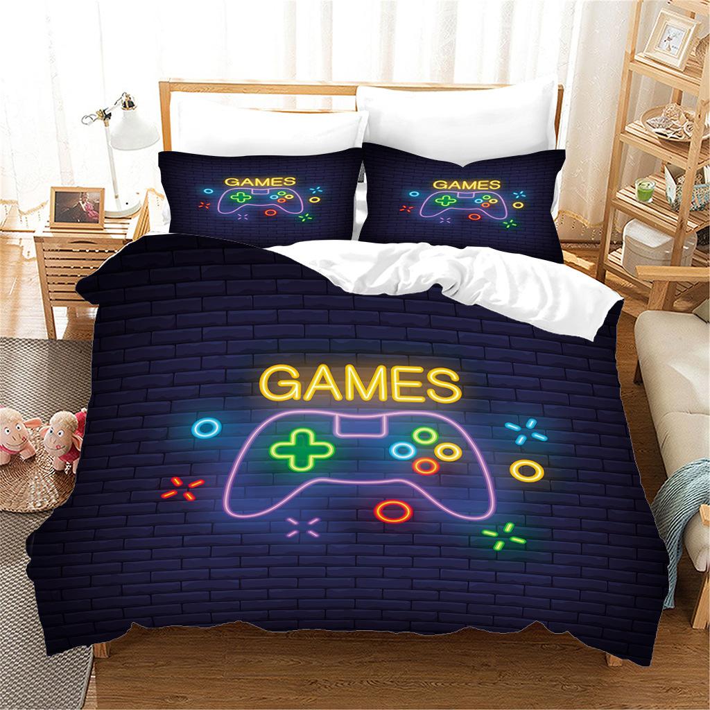 Gamepad Printing Three-Piece Digital Printing Quilt Cover Pillowcase Sheet