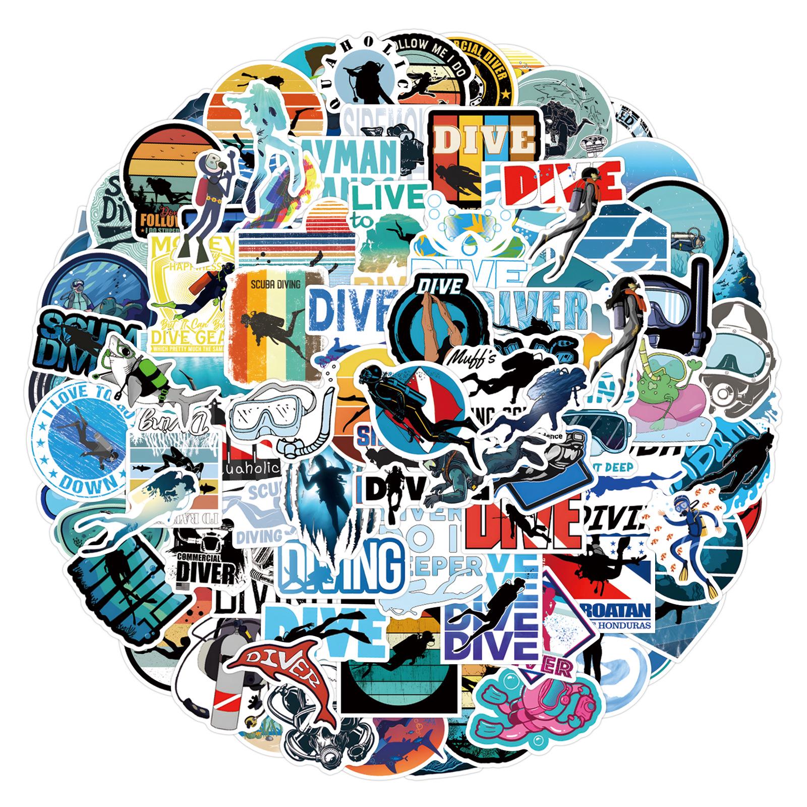 

110 Cross-border Diving Cartoon Graffiti Stickers: Creative Waterproof Decor for Notebooks and Desks