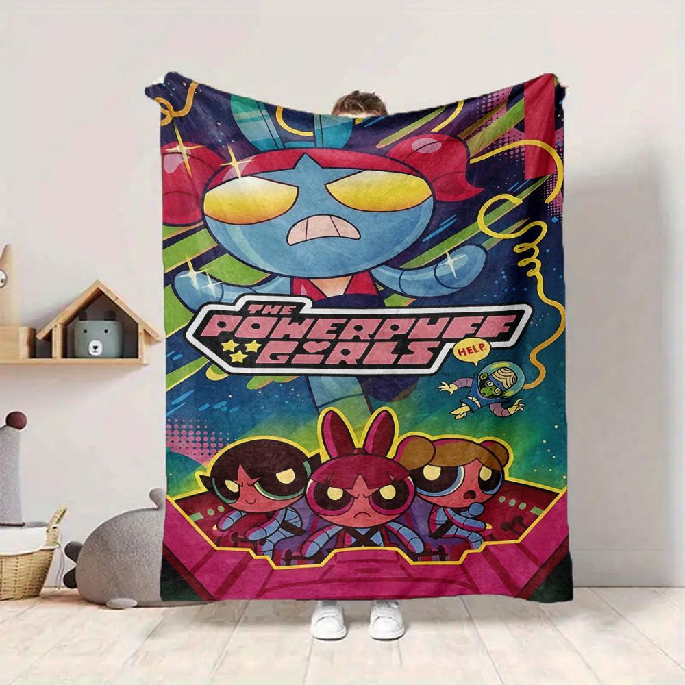 1pc Powerpuff Girls Cozy Print Blanket Lightweight Warm Flannel Throw Blanket For Sofa, Bed, Living Room